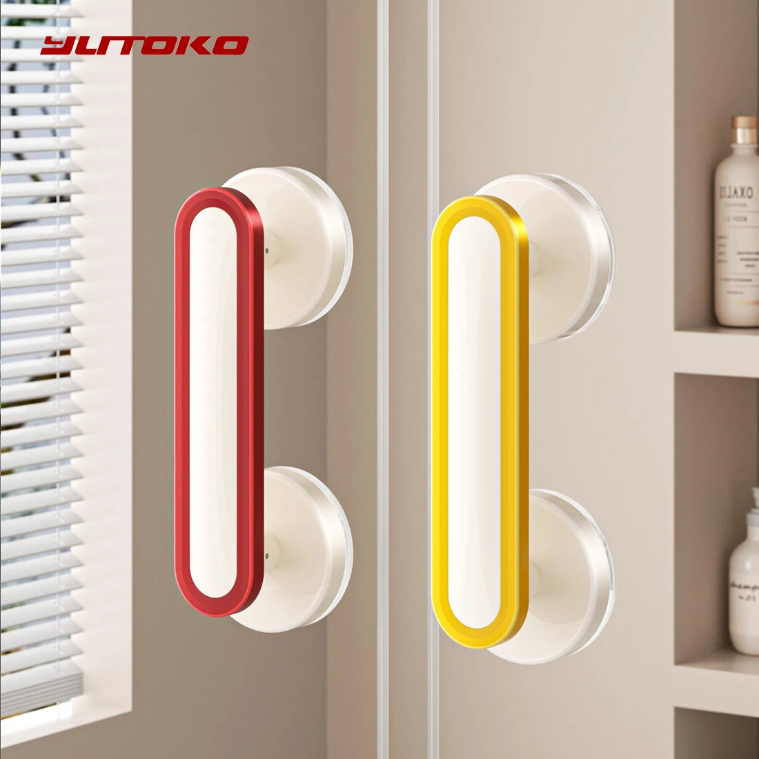 

No Drilling Required Suction Cup Door Handle Strong Adhesion Portable Non-Punching Grip Colorful Universal Suction Cup Handle