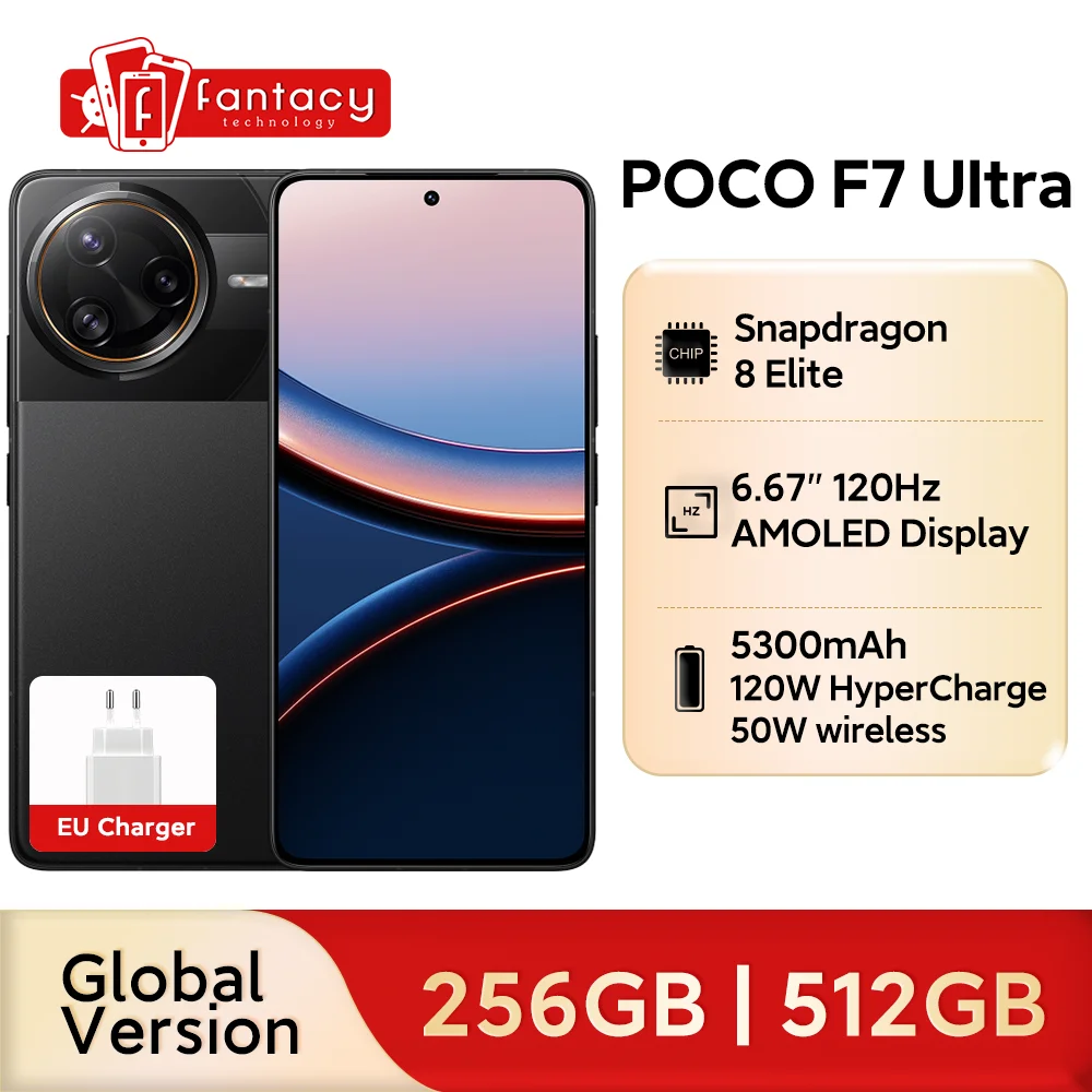 POCO F7 Ultra 5G Global Version Smartphone Snapdragon 8 Elite 256GB 512GB 6.67