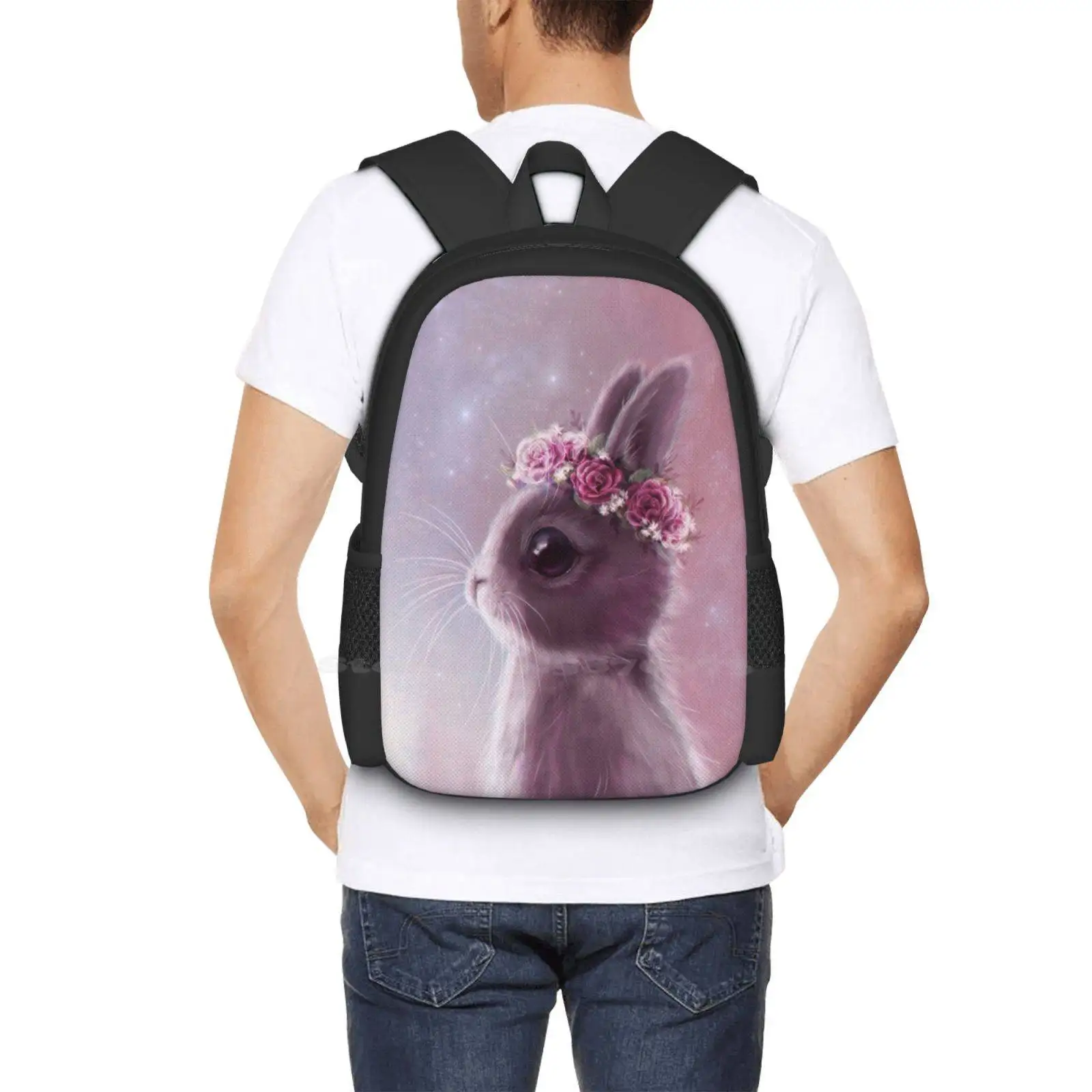 Mochila escolar de gran capacidad para ordenador portátil, bolsa bonita y mágica con diseño de ojo de Animal para mascota, color rosa Pastel, Kawaii