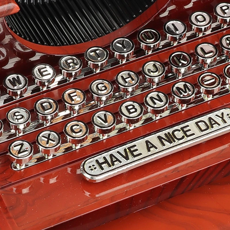 Nostalgic Typewriter Music Box with Drawer Mechanical Wind Up Musical Ornament