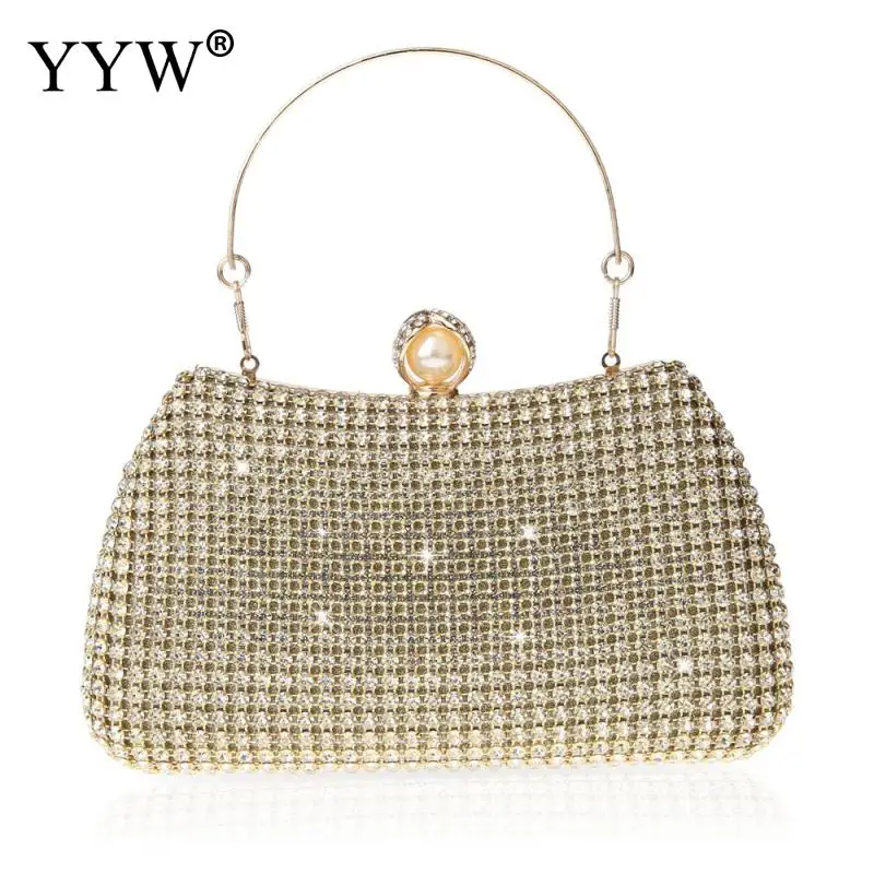 Shiny Rhinestones Small Evening Bags Diamonds Day Clutch Pocket Money Purse With Black Gold Silver Bags Wedding Formal Handbags