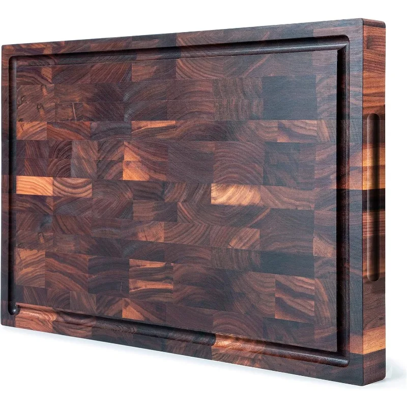 

Walnut Wood Cutting Board for Kitchen, Reversible Wooden Chopping Board With Juice Grooves, Made in Canada (Walnut, 18x12x1.5)