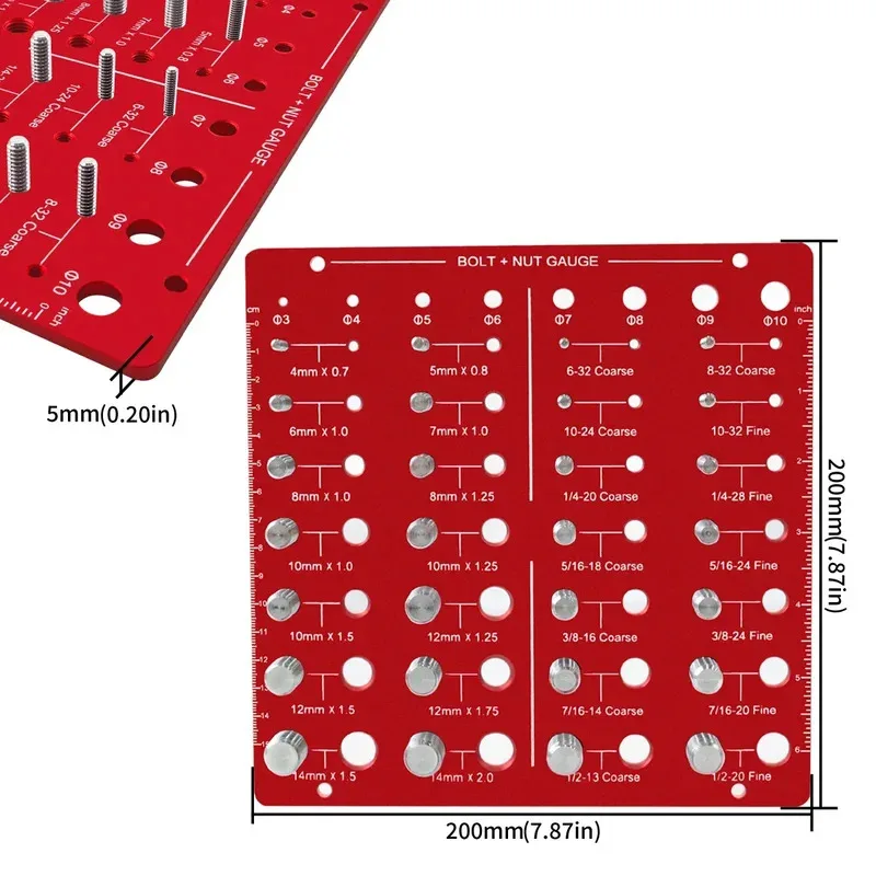 Metric And Inch Thread Gauge Nut And Bolt Thread Identifier Checker