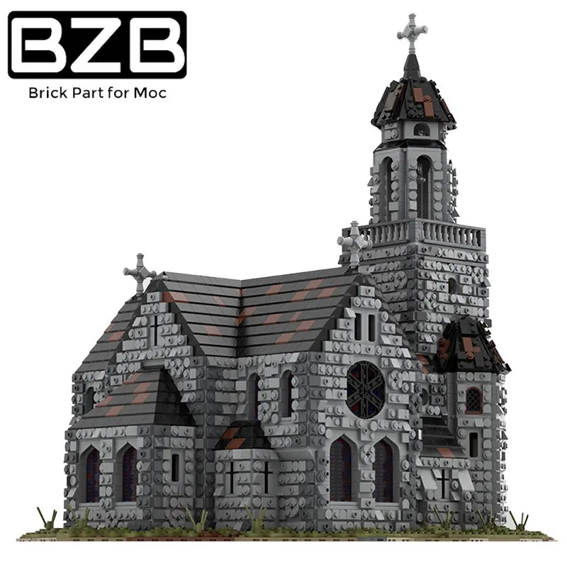 

BZB MOC Medieval Cathedral Modular Church Architecture Building Block Set Medieval Castle House Brick Model Toy DIY Kids Gifts