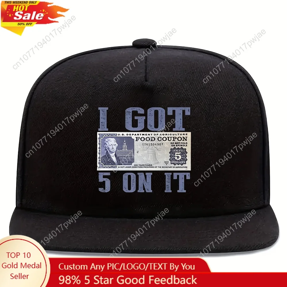 

1pc US dollar print unisex hip-hop cap, street style outdoor sports baseball cap, flat brim cap, adjustable hat