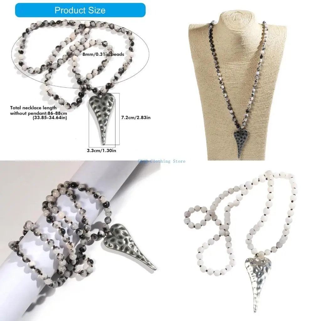 

N0PE Long Beaded Necklace with Natural Stones for a Touch of Bohemian Elegances