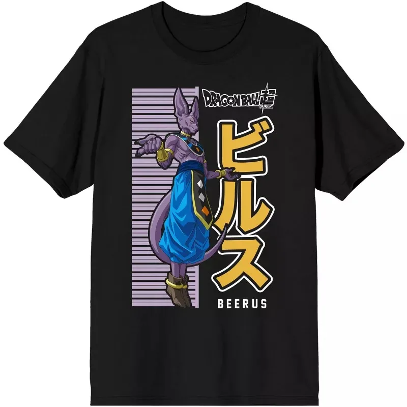 Dragon Ball Super Lord Beerus Herren Schwarzes T-Shirt Herren Modetrend Straße Kurzarm Damen Sommer Rundhals Kinder Top