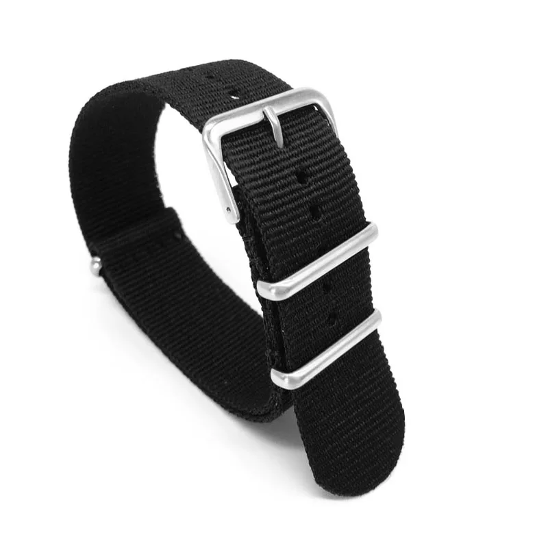 Black Nylon Strap for 16mm 18mm 20mm 22mm 24mm Watches Military Fabric Woven Nylon Strap