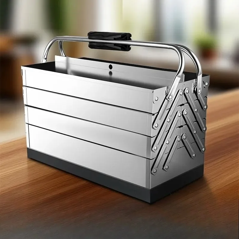 Stainless Steel Toolbox Heavy Duty Thickened Toolbox with Protection Upgrade Comfortable Handle Storage Storage Storage Box