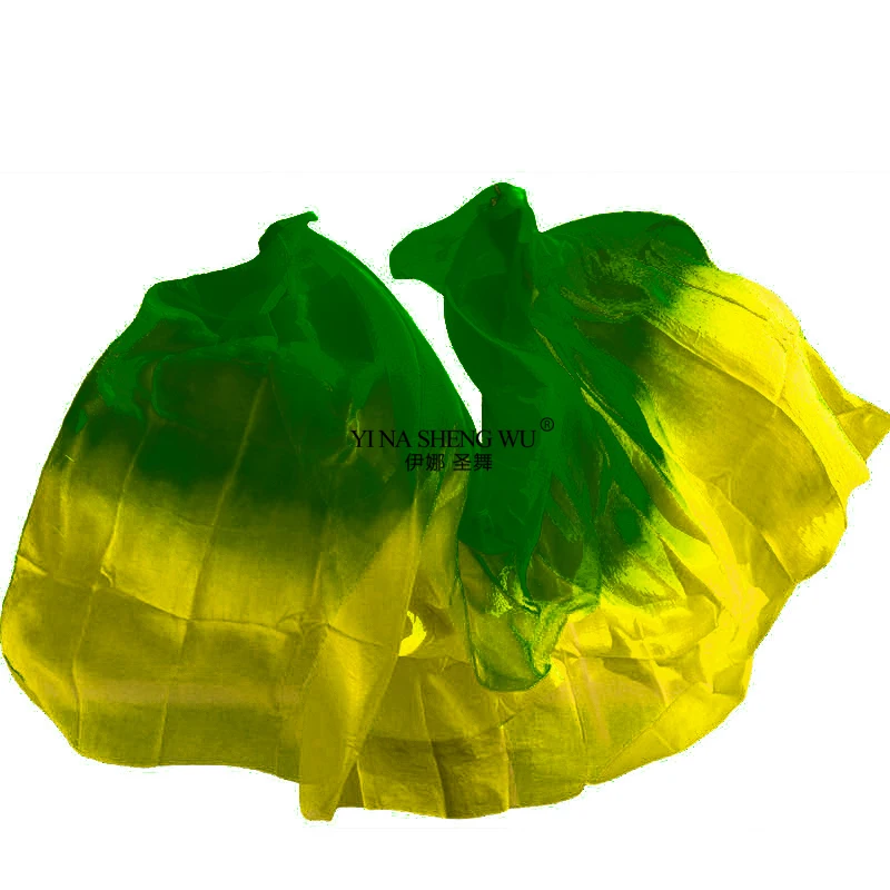 Zielony Gorący Sprzedam Taniec Brzucha Czysty Jedwabny Welon Tancerze Ręcznie Rzucający Szalik Gradientowy Żywy Kolor 200cm 250cm Tani Profesjonalny
