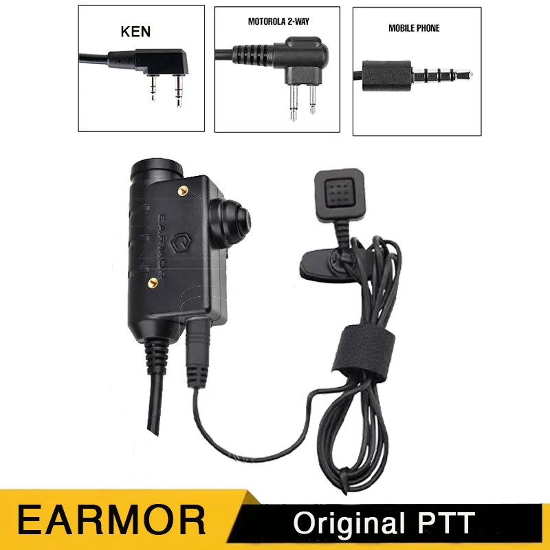 EARMOR M32 headset PTT, tactical headset PTT, original headset PTT adapter, KENWOOD, for M31,M32, M32H