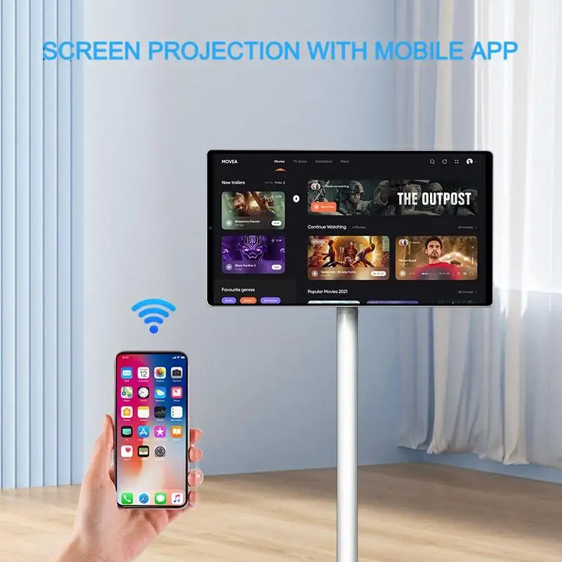 شاشة تلفزيون LCD مقاس 21.5 بوصة تعمل بنظام أندرويد 13 شاشة ذكية خارجية تفاعلية متنقلة تلفزيون محمول يعمل بالبطارية تلفزيون ذكي #3