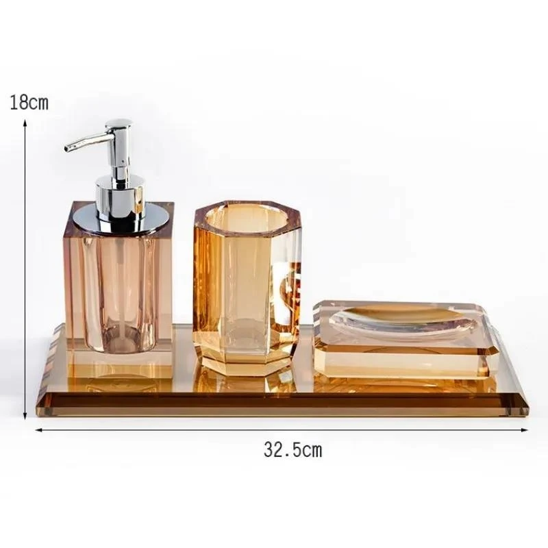 

Glass Lotion Bottle Clear Crystal Bathroom Set Tray Household Soap Dispenser Accessories Organizer