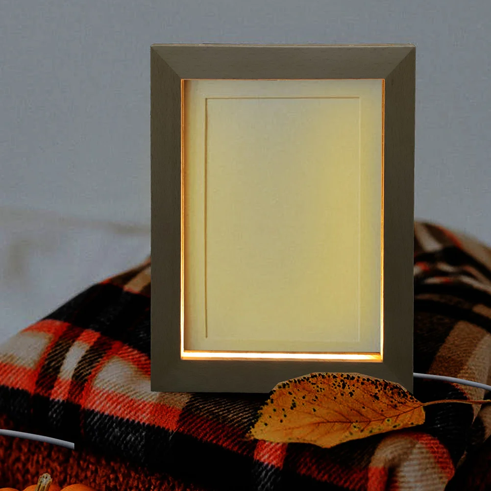 Glowing Photo Frame Luminous Holder for Gift USB Home Display LED Light 3D Vintage Picture Frames