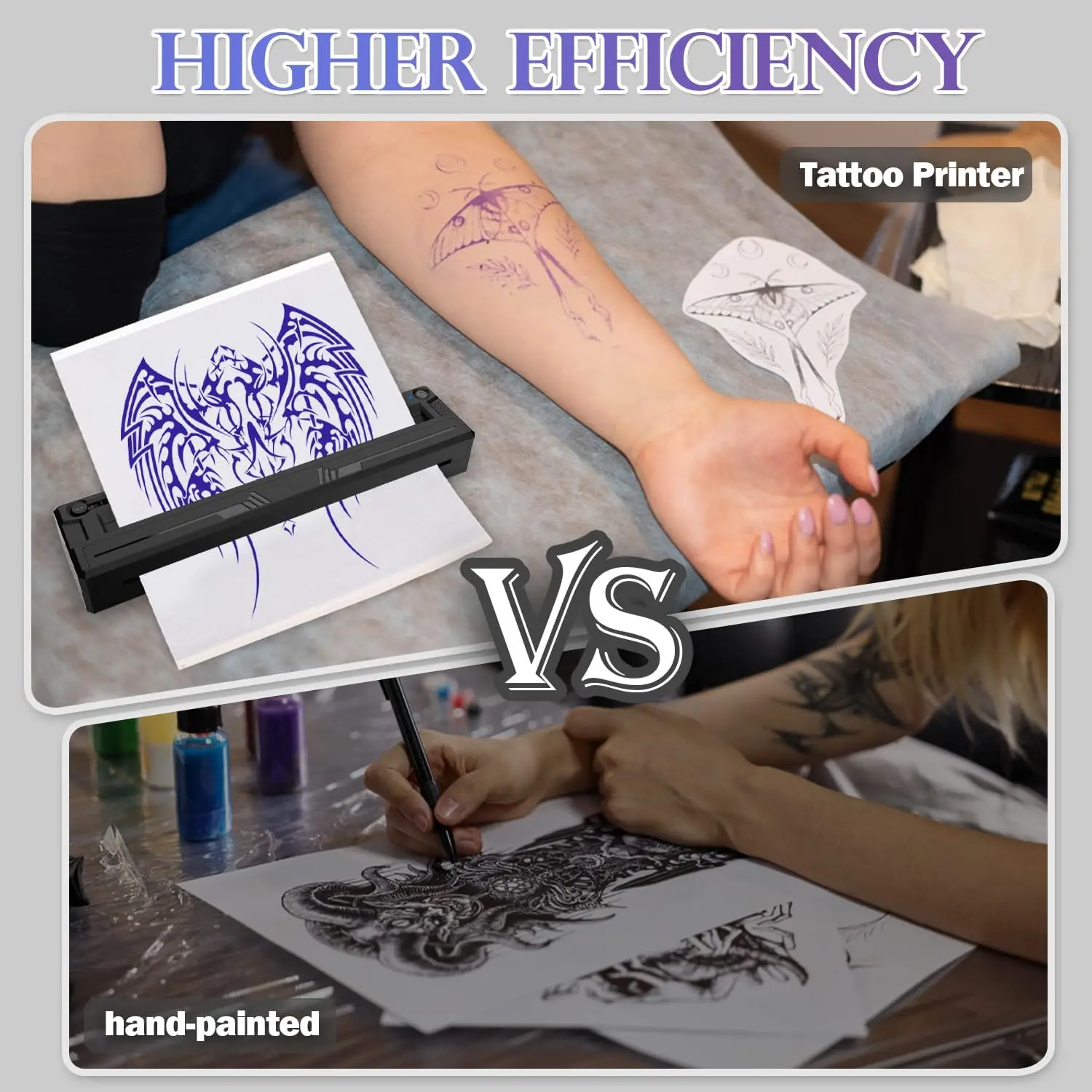 NARKASY Tattoo Printer Bluetooth Tattoo Stencil Thermal Transfer Machine with 10 Transfer Paper Compatible with Smartphone & PC