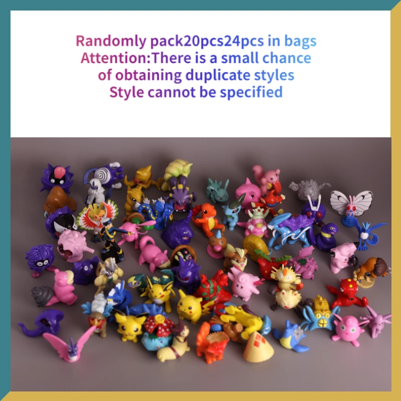 Pokemon 20-24pcs TAKARA TOMY 3-6cm Pikachu Cartoon Mixed Bag Large Doll Figures Figurines Collectible Toy Gifts