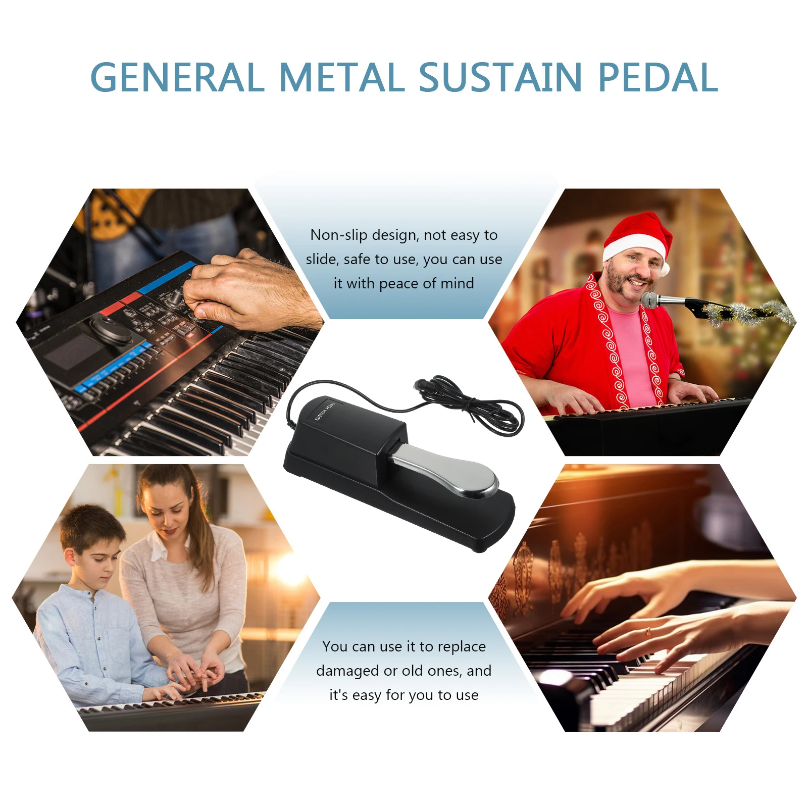 

Sustain Pedal for Keyboards Durable Musical Instrument Accessories Classic Style Rust Proof Anti Corrosion Non Slip Pad Electric