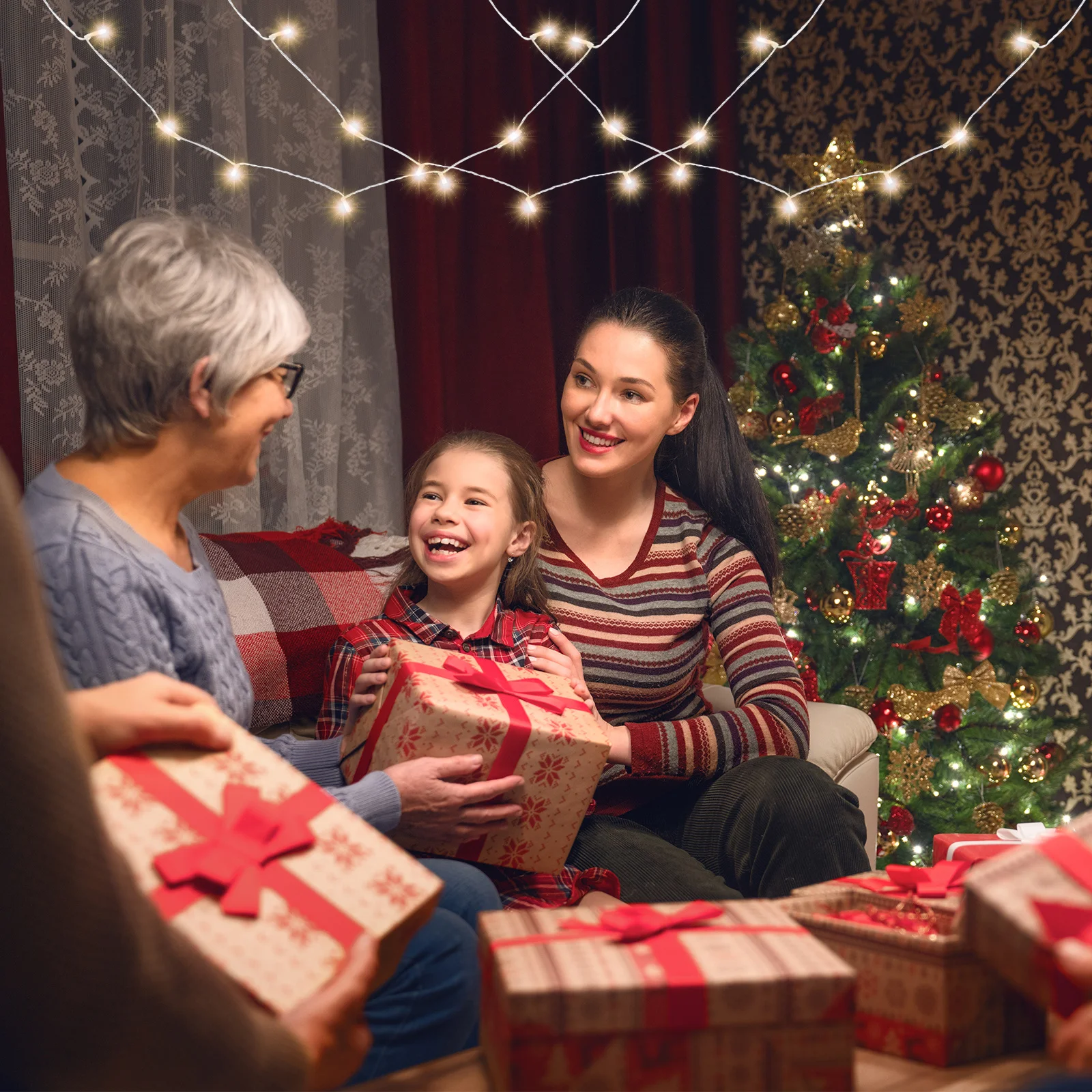 قسط 33Ft LED سلسلة أضواء لزينة شجرة عيد الميلاد في الهواء الطلق أضواء وميض مقاوم للماء لحديقة حفل زفاف المنزل #6