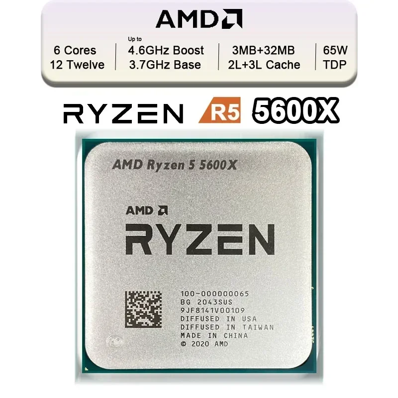 معالج AMD Ryzen 5 5600X CPU 3.7 جيجا هرتز 6-Core 12-Thread AM4 7NM 65W L3=32M لمجموعة اللوحة الأم X570 B550m Elite Aorus