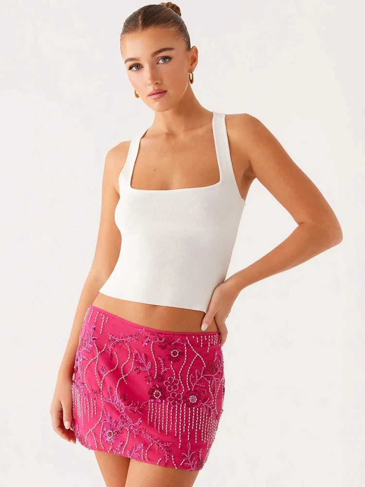 Mozision Sequins Sexy Mini Skirt Women Fashion Sparkle Low Waist Hot Skirts Female Elegant Beach Club Party Skirt Ladies Bottom
