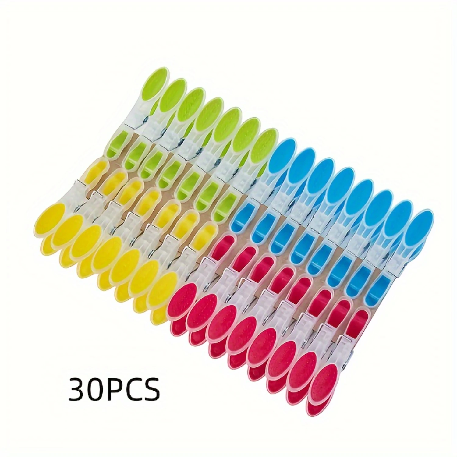 30-Pack Multicolor Clothespins, Plastic Laundry Pegs, Non-Slip Grip, Weather-Resistant Clothes Clips, Durable Soft Rubber Coated