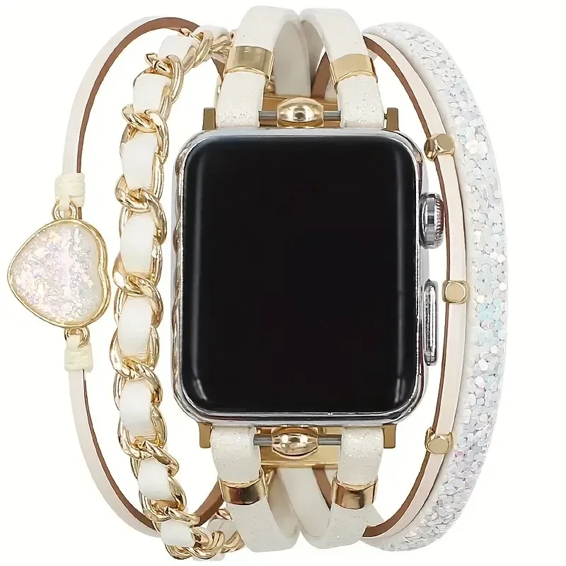 Collegamento braccialetto in pelle metallo Nice Love per cinturino Apple Watch serie S11/10/8/7/6/3/4/5/9 40mm 41mm 38mm 42mm 44mm 45mm 46mm cinturino