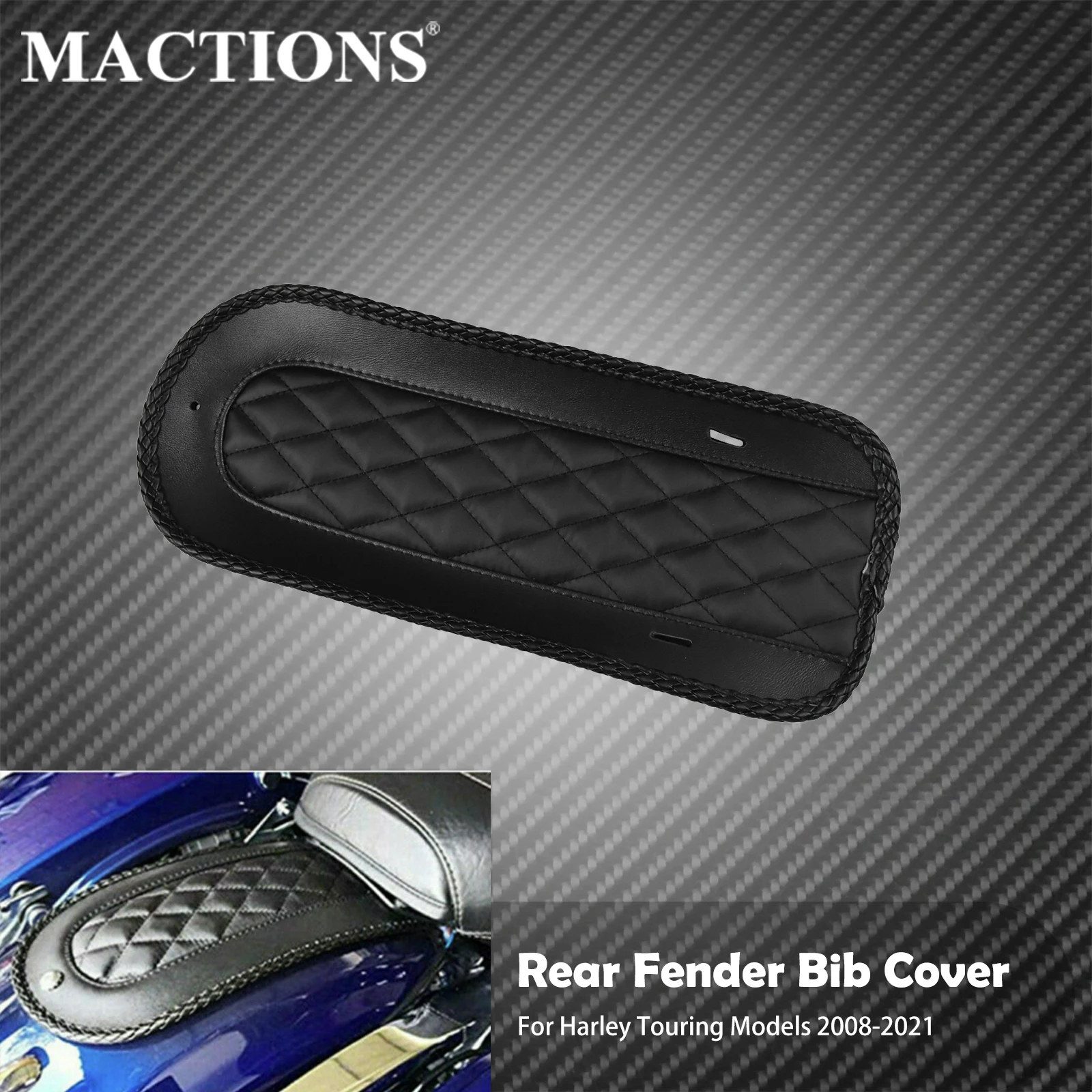 Motorcycle Rear Fender Bib Cover Black Leather For Harley Touring Electra Glide Street Glide Road Glide FLHTK FLHR 2008-2023