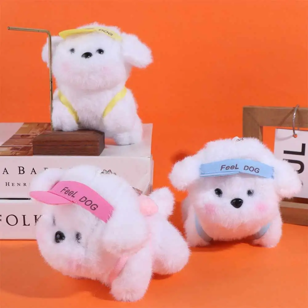 Portachiavi per bambola di cucciolo di peluche in cotone PP Collezione di bambole di peluche Ciondolo di animali di peluche Portachiavi di peluche per cani con ciondoli morbidi