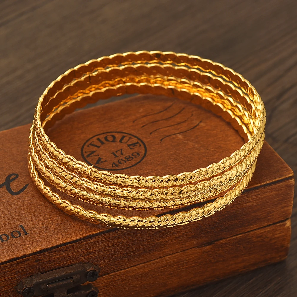 24K 68MM braccialetti placcati oro etiope Africa moda braccialetti Color oro per le donne African Bride Wedding bracciale gioielli regali