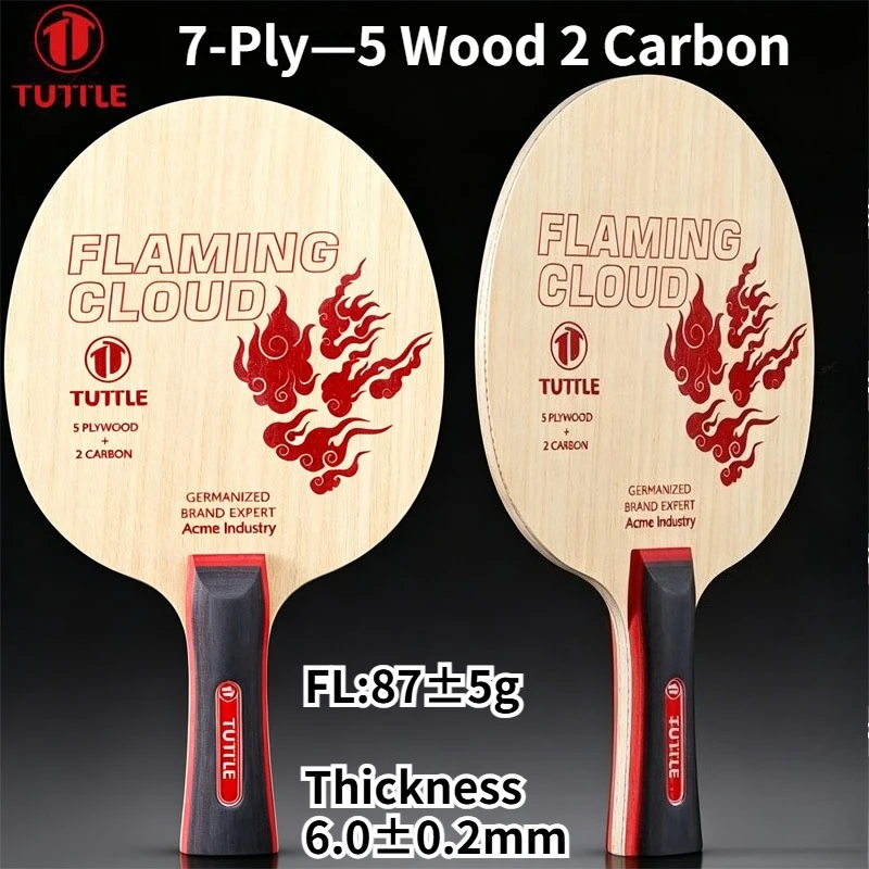 TUTTLE Flaming Cloud 7Ply Table Tennis Blade 5 Wood 2 Carbon Koto Surface Ping Pong Paddle for Professional Competition&Training