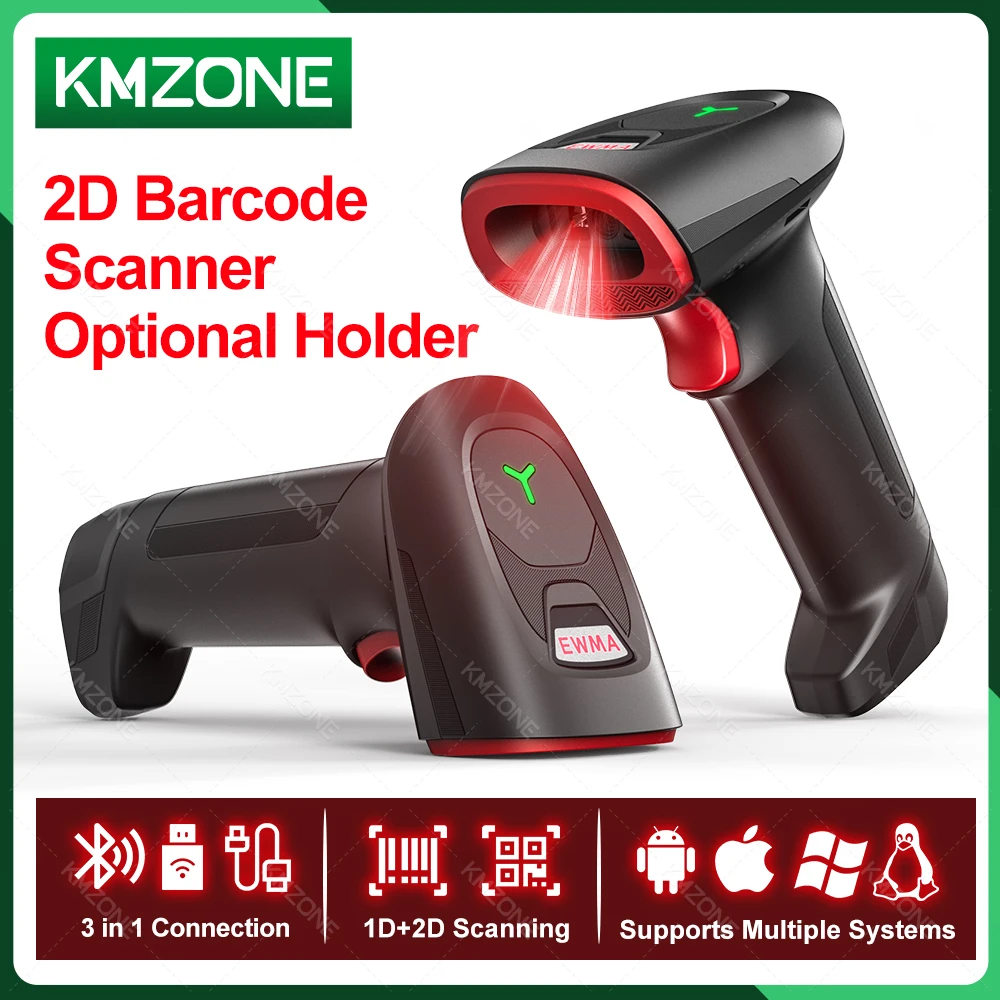 B003 2D Bluetooth Wireless Barcode Scanner and Y003 USB Wired 1D QR Barcode Reader PDF417 Automatic Sensing for Pos Scanning