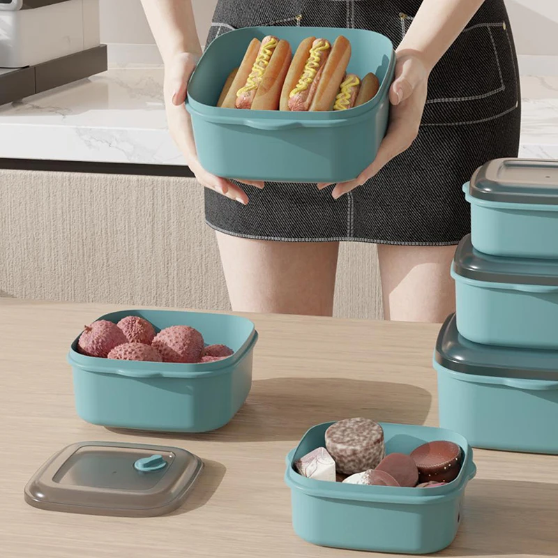 Square Food Storage Containers With Lid Fridge Meat Vegetable Fresh-Keeping Organizer Box For Kitchen Storage