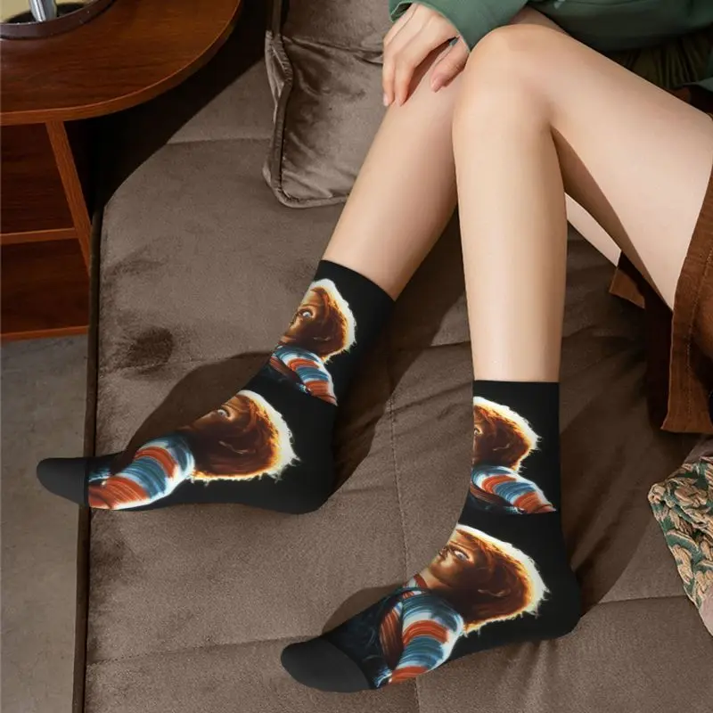 Calcetines de vestir con estampado 3D para hombre y mujer, medias cálidas con estampado 3D de la muñeca del diablo de terror, Chucky, nueva colección