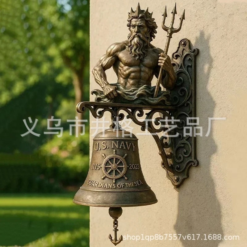 Navy Themed Doorbell Poseidon Guard Waterproof Durable Outdoor Home Security Door Chime With Loud Sound For Entrance And Office