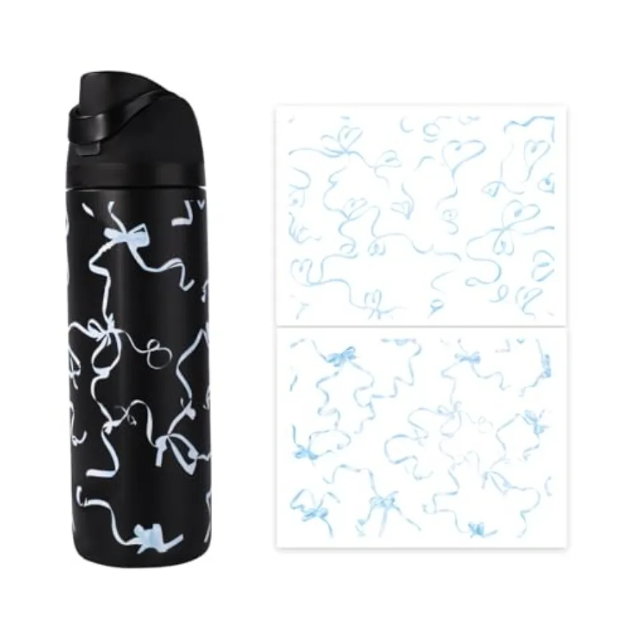 

2pcs Bows Hearts Stickers for Water Bottle 24oz Insulated Glass Cup Cold Transfer Stickers Decals Cute Tumbler Wrap for DIY Cr