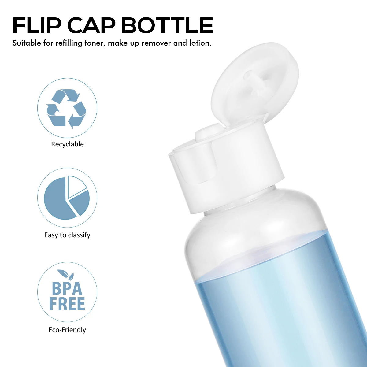 

Flip Cap Refillable Bottles Mini Empty Containers for Travel Shampoo Lightweight Portable Leak Proof Storage Vials