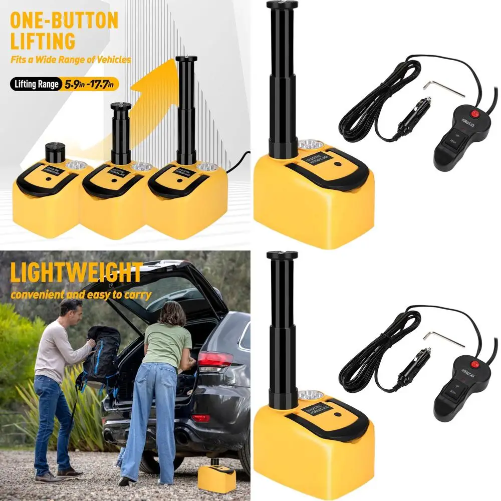 

12 В 5-тонный домкрат для электромобиля со светодиодной подсветкой для замены шин внедорожника, седана и грузовика (диапазон подъема 6,1-17,7 дюйма)