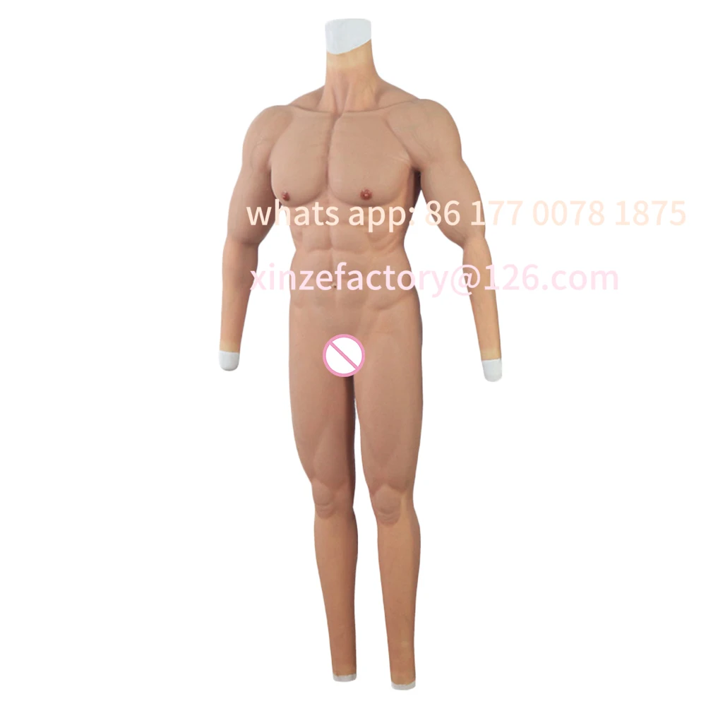 Customizable Realistic Silicone Fake Chest Muscle Male Full Bodysuit Artificial Simulation Belly Muscles for Crossdresser Cospla