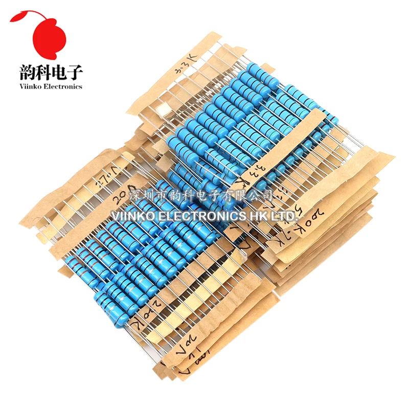 Imagem -04 - Kit de Resistor de Filme de Metal Pacote de Sortimento 2w 0.33r1m Ohm 64valoresx10 Pcs 640 Pcs