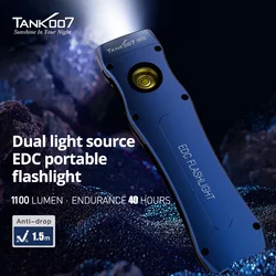 Tank007 컴팩트 마그네틱 고정 LED 손전등, 긴 수명 지지대 클립, 정전 방지, 가족 선물