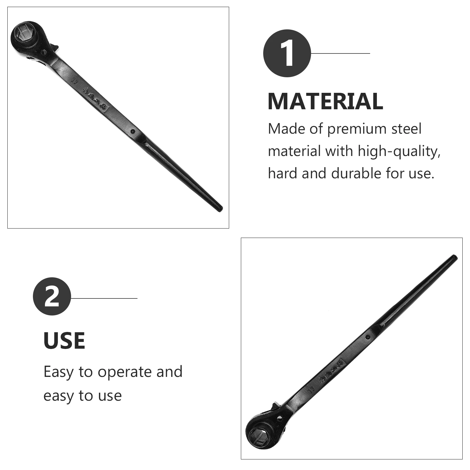 

Pointed Tail Ratchet Wrench Black Steel Durable for Car Repair Tight Spots Single End Ratcheting Spanner Professional Tool