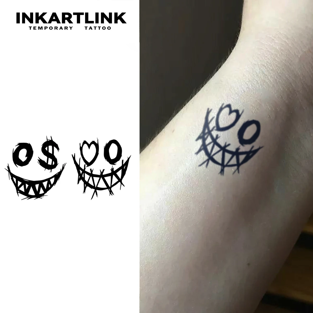 

3 pcs Smiling Face Temporary Tattoo,Lasts To 15 Days New Technology Magic Waterproof Semi Permanent Sticker.