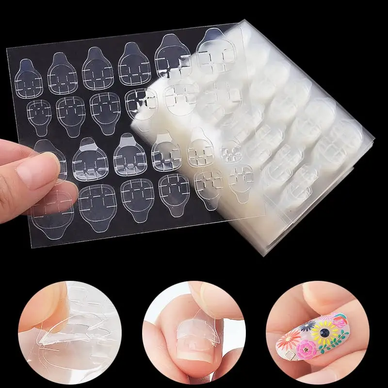 240 Pcs Transparent Press On Fake Nail Jelly Glue Double Sided Adhesive Tape Glue Sticker For Wearable False Nail Nail Tools TD1