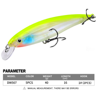 PROBEROS 1pcs Fishing Lure 16cm 40g Hard Artificial Minnow Lures 5 Color Crankbait Fishing Baits 1# Treble hook DW567