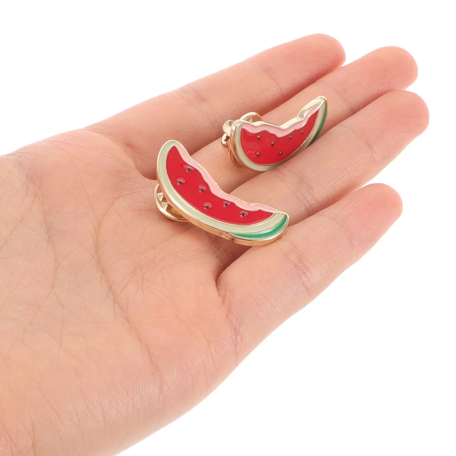 2 قطعة دبابيس الكرتون البطيخ غرامة صنعة سبائك الزنك دبابيس لملابس الصيف التلبيب سترة شال دبوس الزخرفية