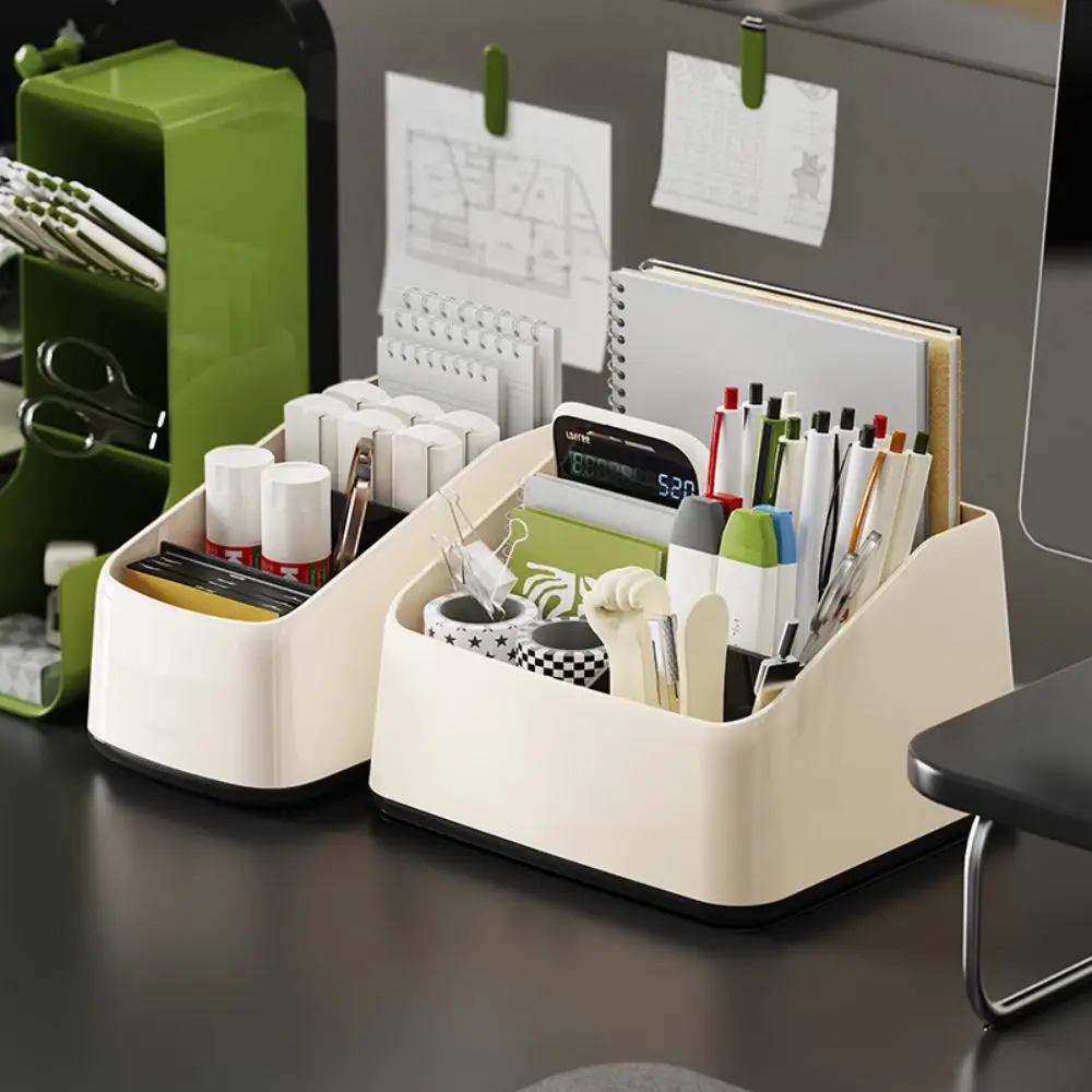 

Multifunctional Large Capacity Desktop Organizer Student ABS Storage Box Sundries Mini Stationery Organizer Case Student