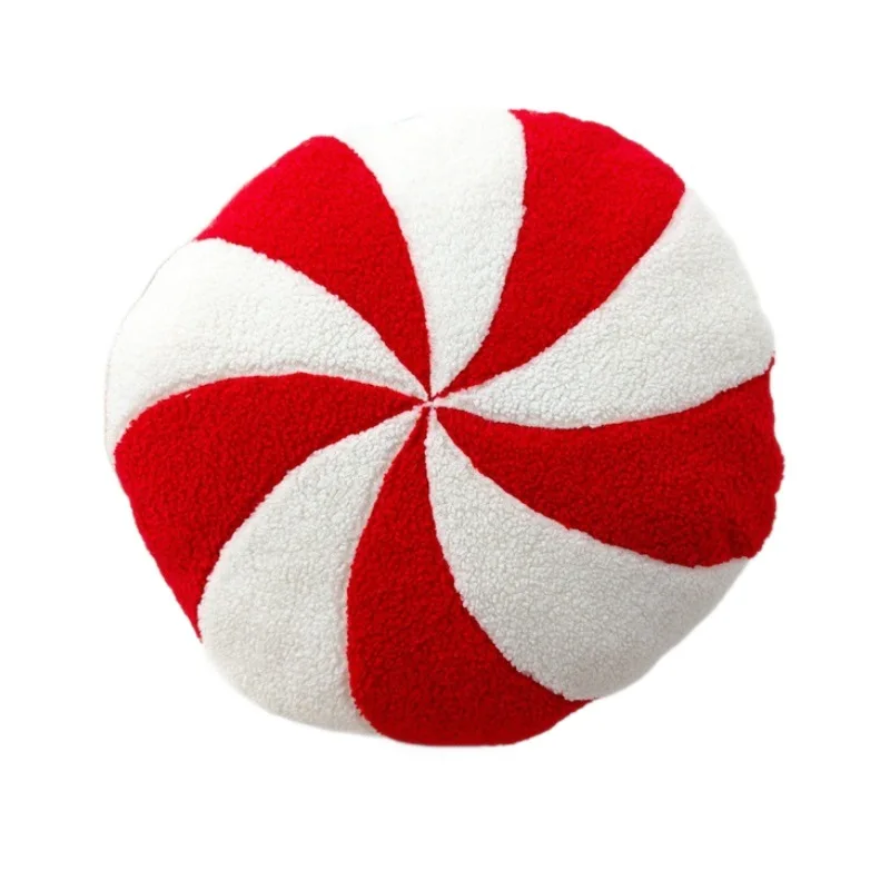 35cm Round Cushion Spiral Lollipop Throw Pillow Decorative Christmas Peppermint Pillow Round Pillow for Xmas Holiday Decoration