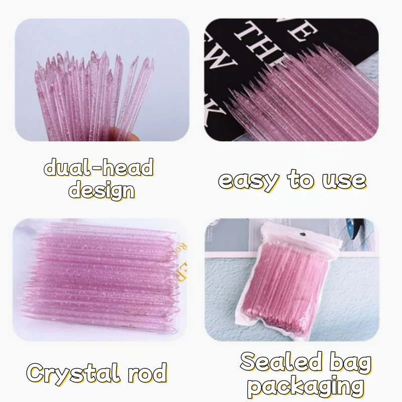 Baguette d'art d'ongle à poignée en cristal à Double tête, nail art portable DIY, adaptée à la maison, aux fournitures de salon et aux amateurs d'ongles