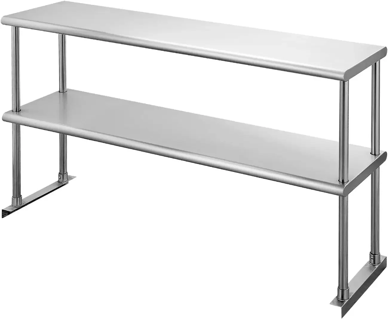 Double of Stainless Steel 12'' x 48'' Weight Capacity , Commercial 2 Tier Shelf for Prep & Work Table in Re