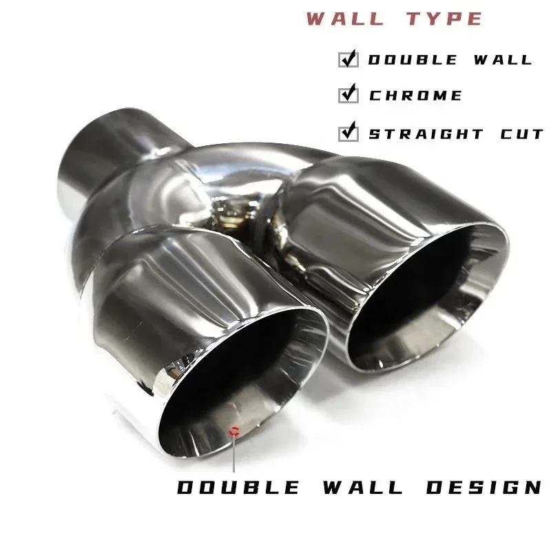 

Stainless Steel Dual Exhaust Tip 3 Inch Inlet 3.9" Outlet 8.46" Muffler Tip Exhaust Pipe